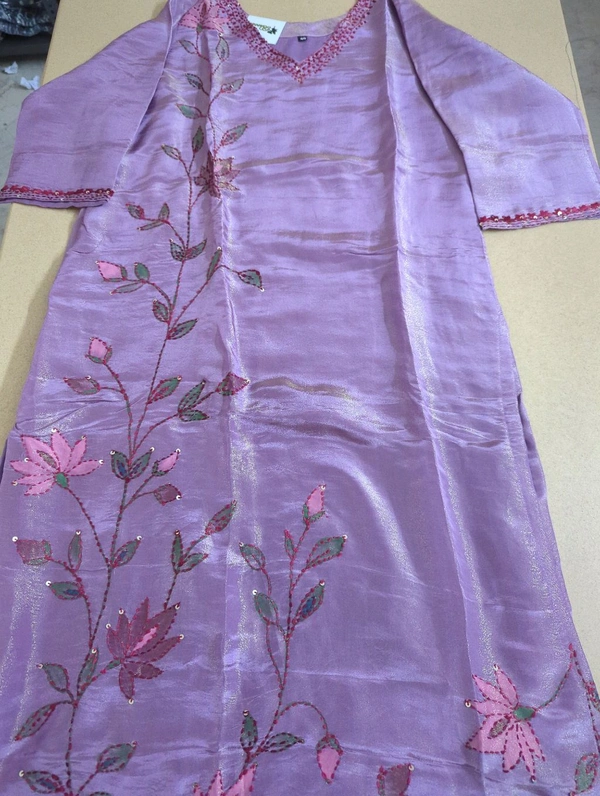 Pure Tissue With Hand Work  - Mauve, 44