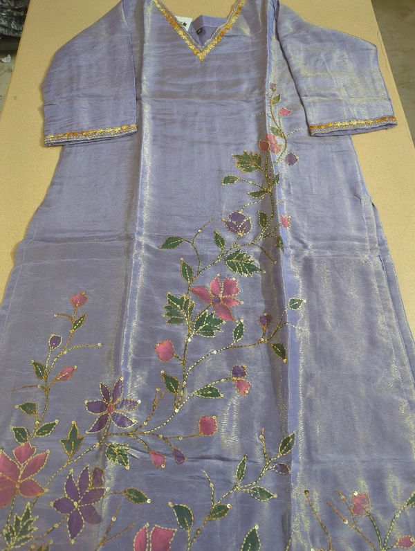 Pure Tissue With Hand Work - Purple Mountain, 44