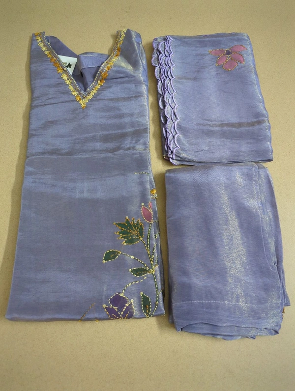 Pure Tissue With Hand Work - Purple Mountain, 46