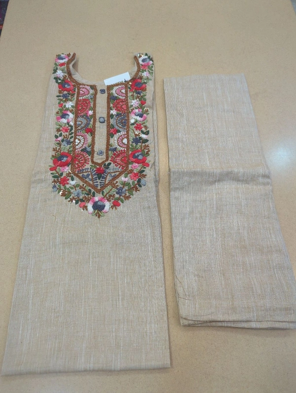 Pure Cotton With Hand Work - Bone, 44