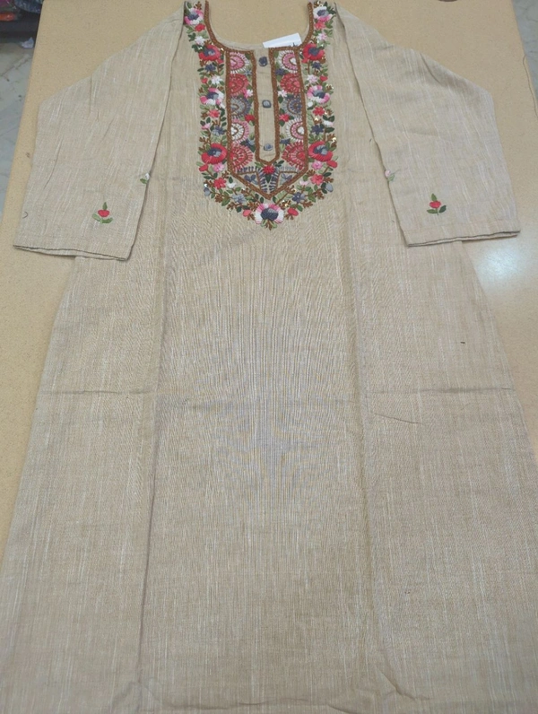 Pure Cotton With Hand Work - Bone, 44