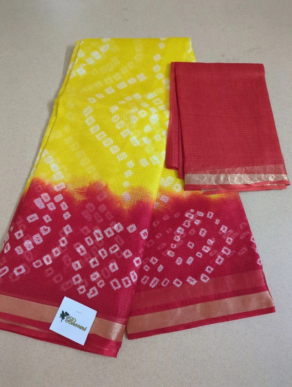 Pure Silk Kota With Bandhini - Bright Sun