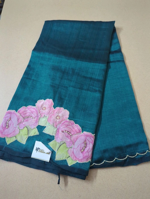 Pure Mangalagiri Pattu With Applique Work - Cyprus 1