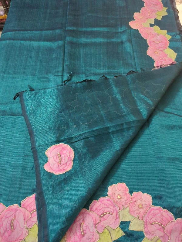 Pure Mangalagiri Pattu With Applique Work - Cyprus 1
