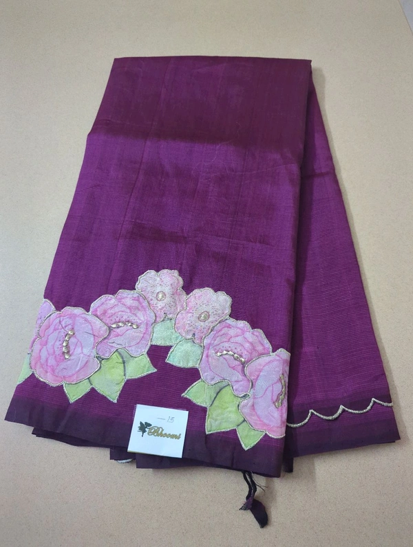 Pure Mangalagiri Pattu With Applique Work - Clairvoyant 15