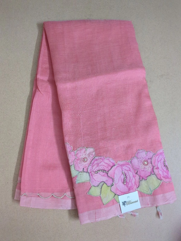 Pure Mangalagiri Pattu With Applique Work - Sundown 24