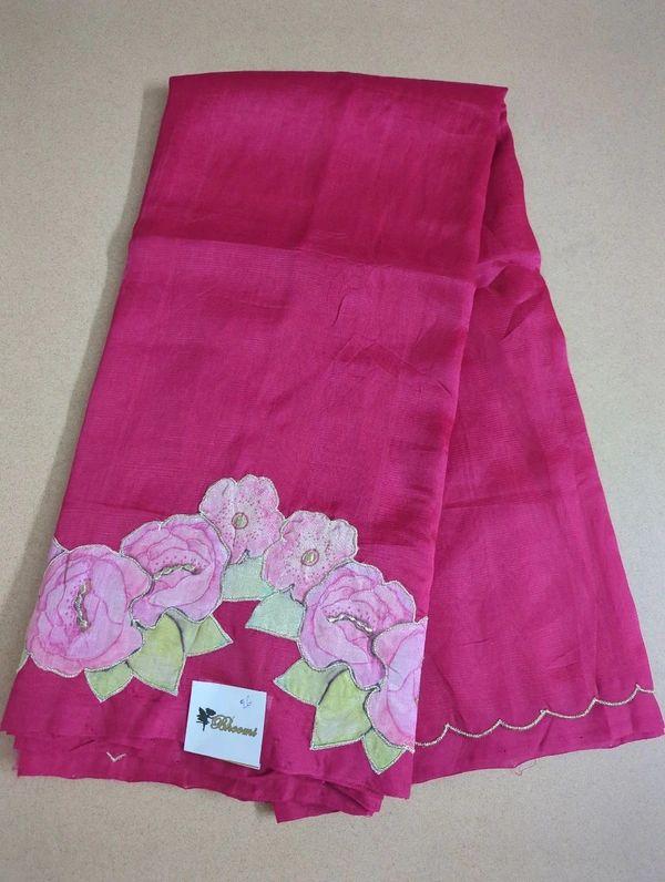 Pure Mangalagiri Pattu With Applique Work - pink 26