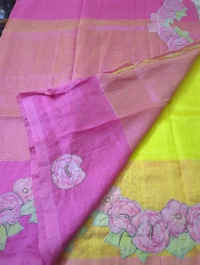 Pure Mangalagiri Pattu With Applique Work - Yellow 29