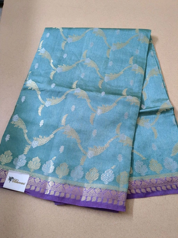 Pure Raw Silk Jaal Weaving - Teal