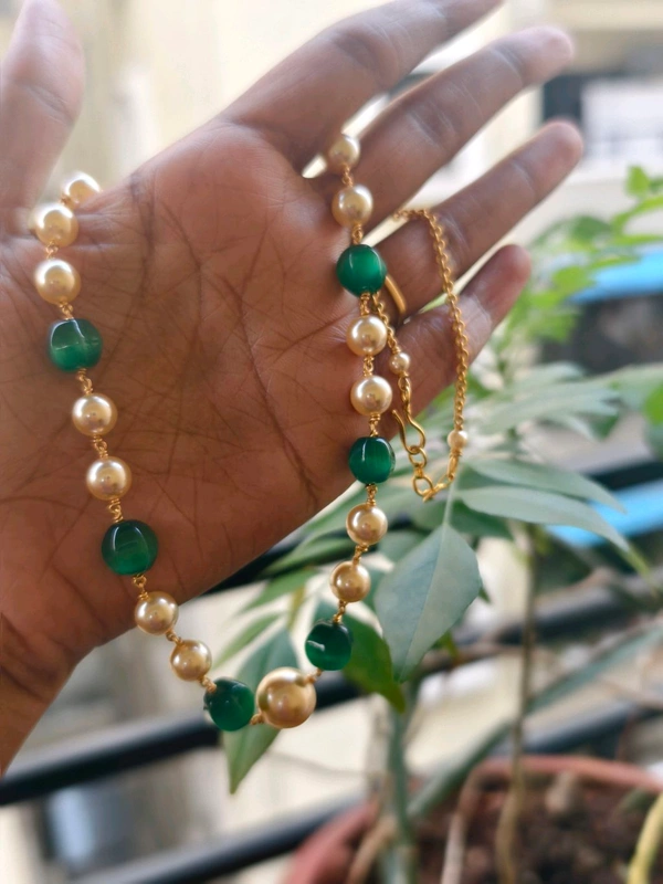 Handmade Chain With Swarovski Monalisa Cutting Bead  - green, HD