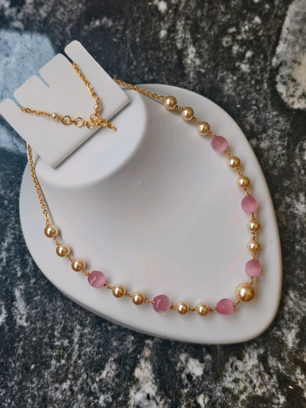 Handmade Chain With Swarovski Monalisa Cutting Bead  - pink, HD
