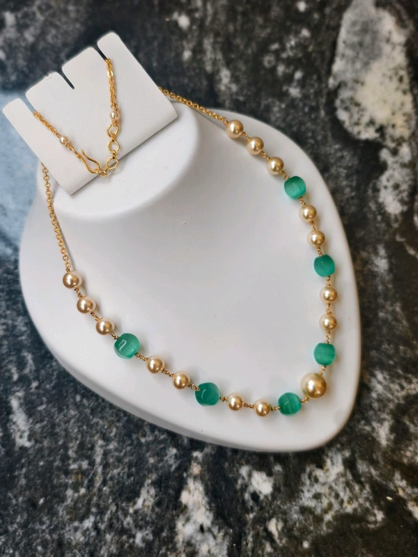 Handmade Chain With Swarovski Monalisa Cutting Bead  - teal green, HD
