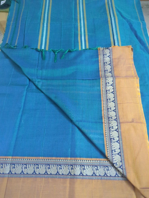 Pure Handloom Narayanapet - Cornflower Blue 17