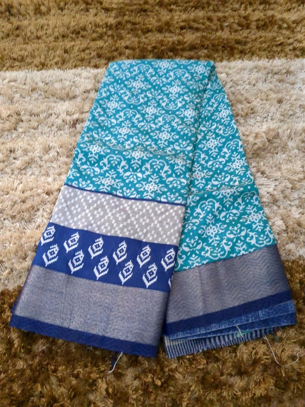 Chiniya With Ikkat Print - Teal
