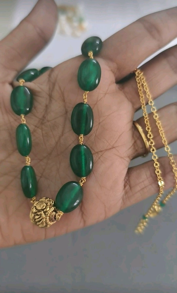 Handmade Chain With Monalisa Oval Beads And Kattutheega 