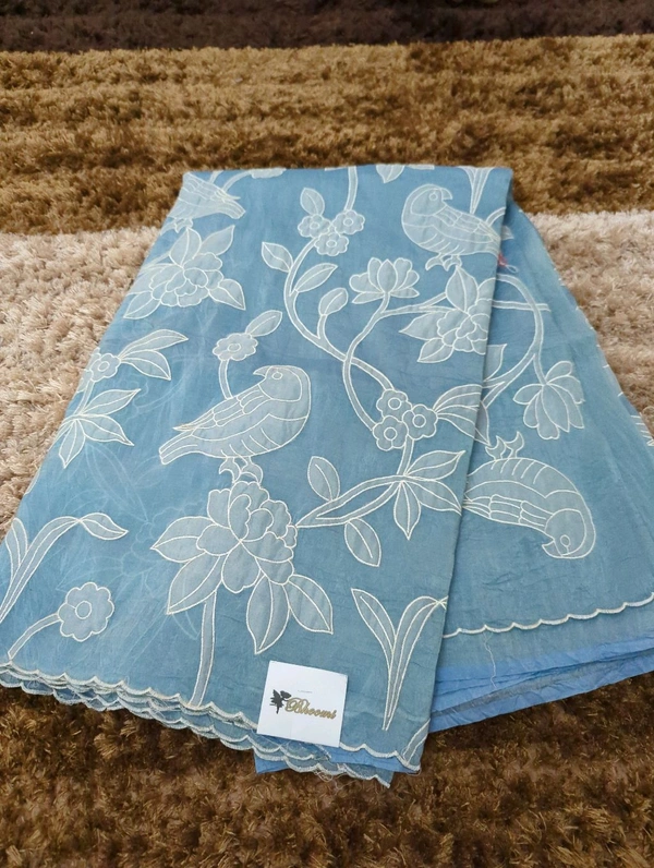 Tusser Crush Applique  - blue