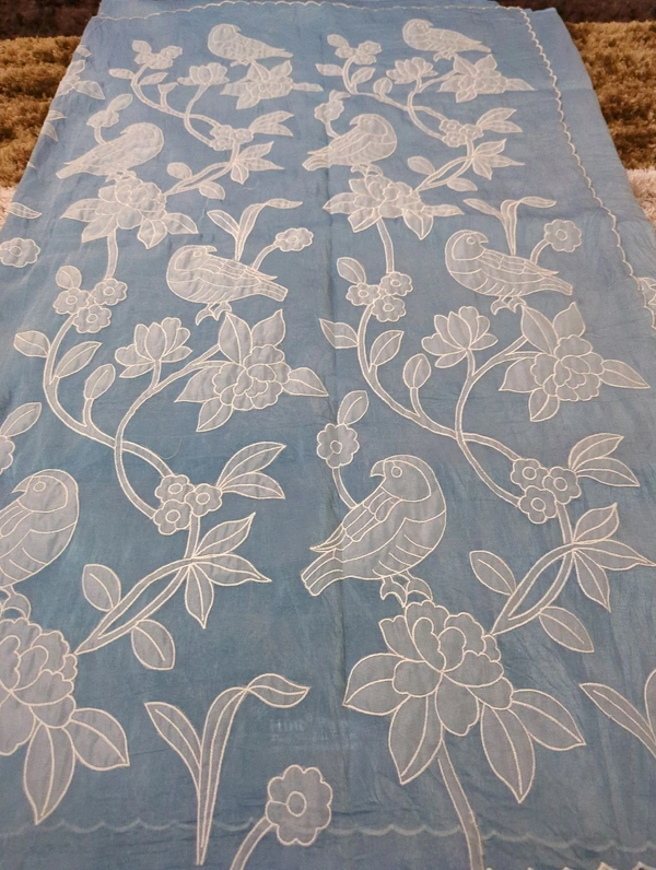 Tusser Crush Applique  - blue