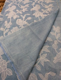 Tusser Crush Applique  - blue