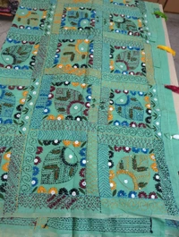 CHANDERI LINEN LAMBANI WORK - Granny Smith Apple