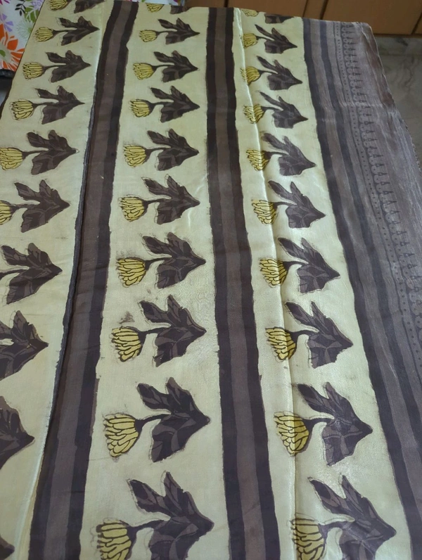 Pure Model Silk With Hand Block Print - Makara