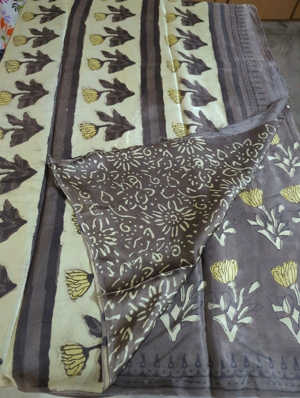 Pure Model Silk With Hand Block Print - Makara