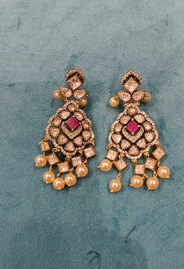 Victorian Earrings Mossanites - Red, VZ