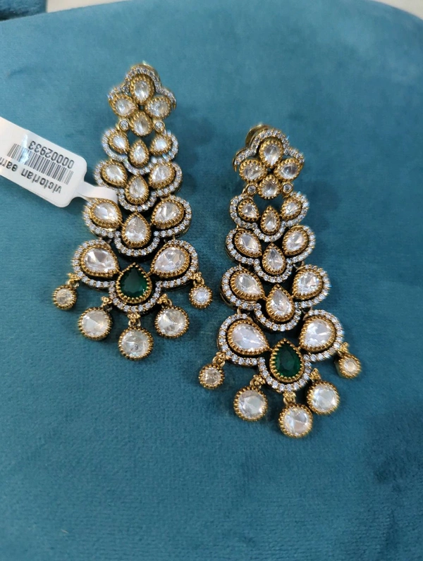 Victorian Earrings With Mossanites - green, VZ