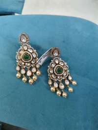 Victorian Partywear Earrings With Mossanites - green, VZ