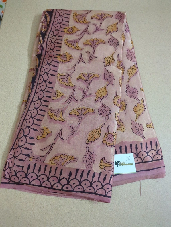 Pure Model Silk With Hand Block Print - Tangerine 3