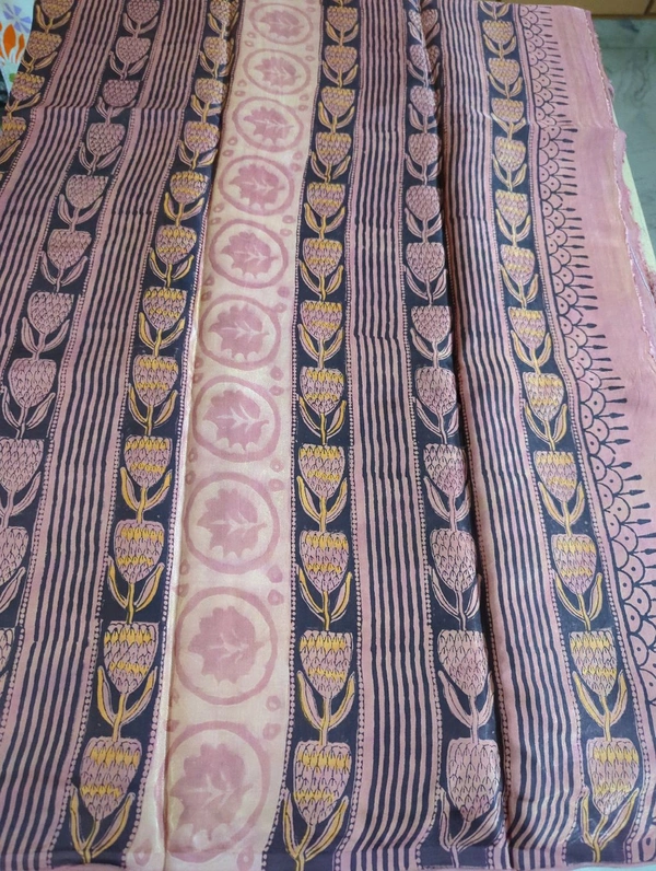 Pure Model Silk With Hand Block Print - Tangerine 3