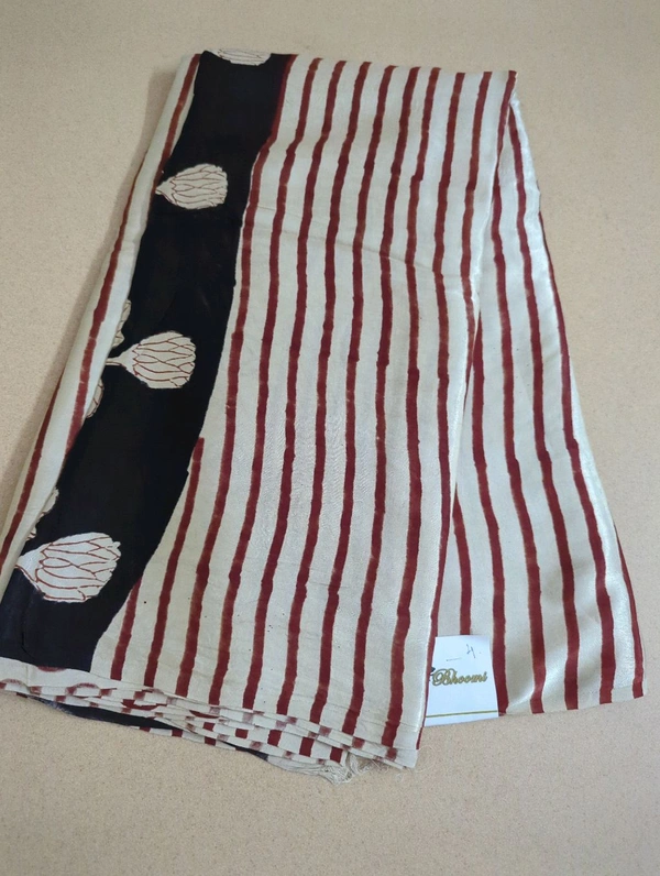 Pure Model Silk With Hand Block Print - Maroon 4