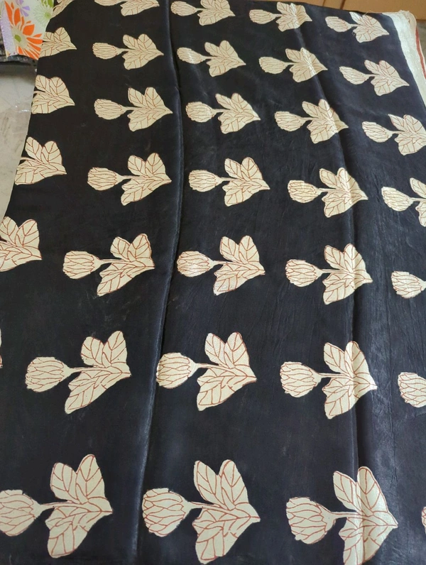 Pure Model Silk With Hand Block Print - Maroon 4