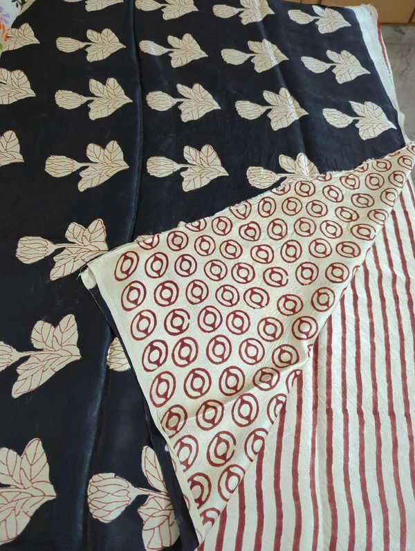 Pure Model Silk With Hand Block Print - Maroon 4