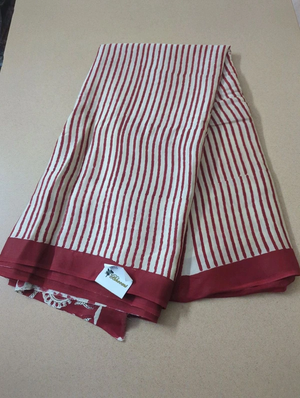 Pure Model Silk With Hand Block Print - Red