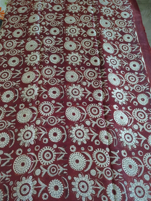 Pure Model Silk With Hand Block Print - Maroon 5