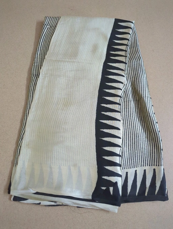Pure Model Silk With Hand Block Print - Black 6