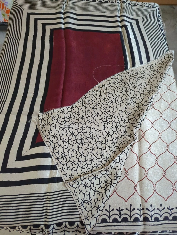 Pure Model Silk With Hand Block Print - Maroon 8