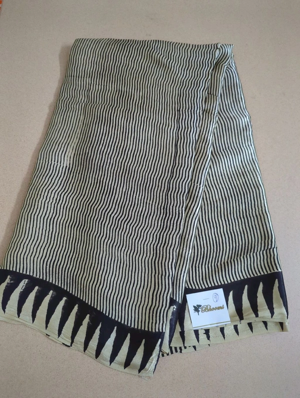 Pure Model Silk With Hand Block Print - Black 9