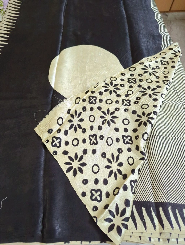 Pure Model Silk With Hand Block Print - Black 9
