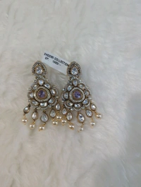 Victorian Partywear Earrings With Mossanites - Mauve, VZ