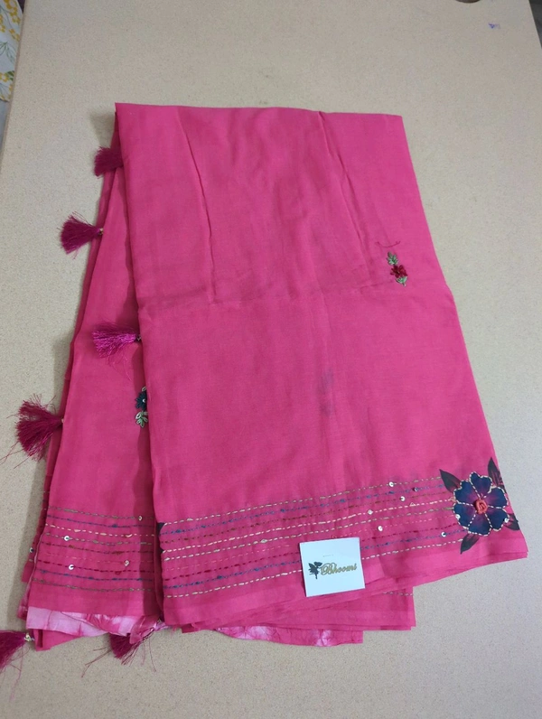 Pure Mul Mul Cotton With Work - Tickle Me Pink