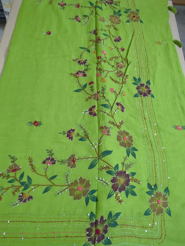 Pure Mul Mul Cotton With Work - Pastel Green