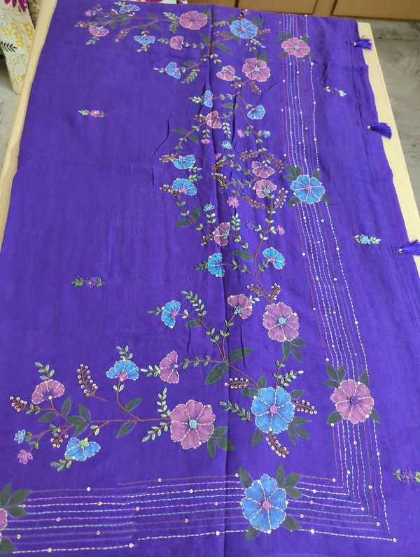 Pure Mul Mul Cotton With Work - Electric Violet