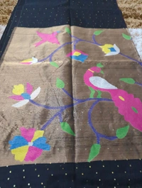 Muslin Sequence With Jamdhani Pallu - Black 5