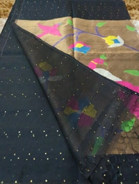 Muslin Sequence With Jamdhani Pallu - Black 5