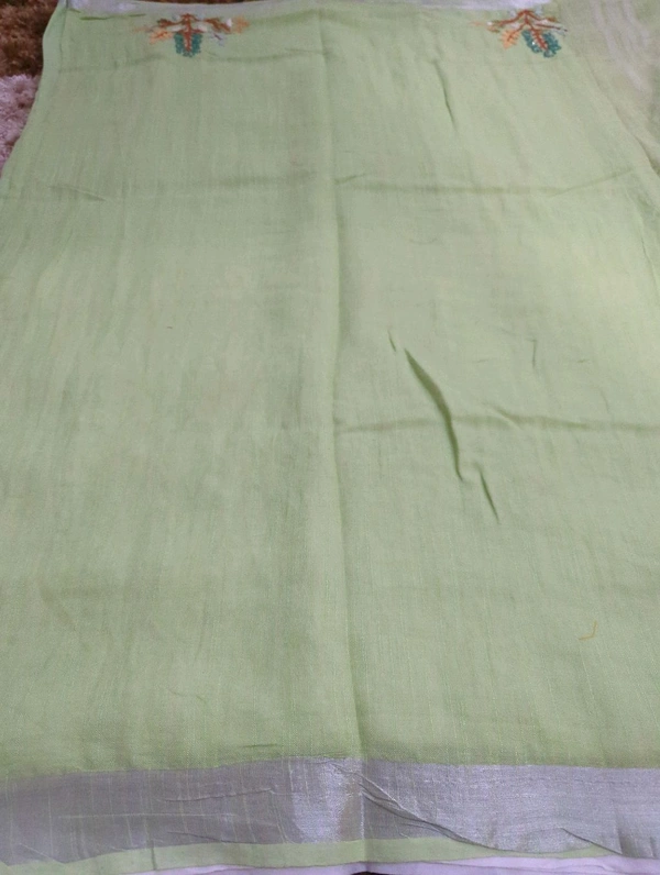 Soft Lenin With Hand Work - green