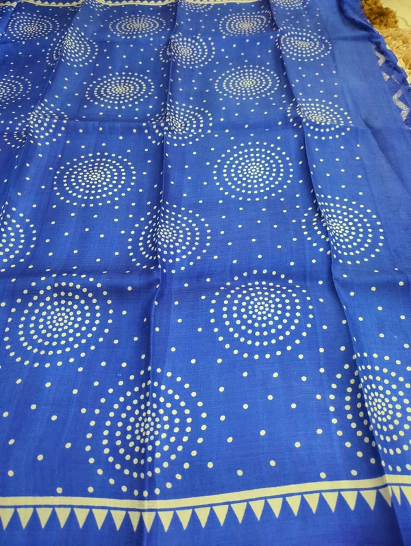 Pure Handloom Silk Digital  - Blue