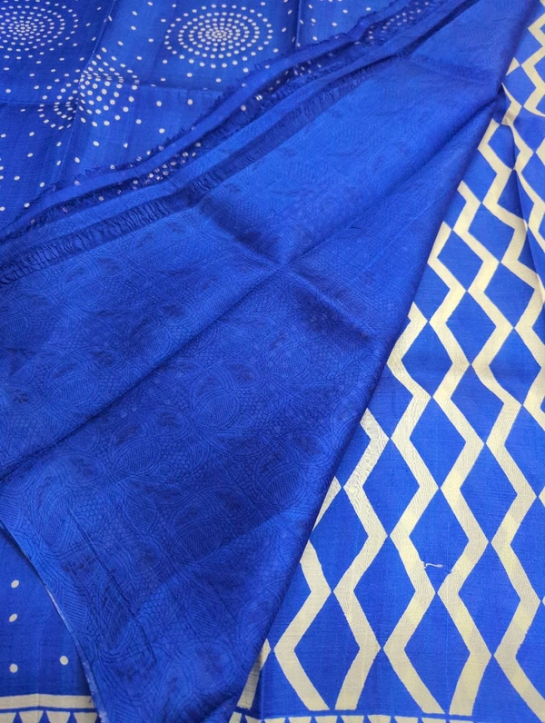Pure Handloom Silk Digital  - Blue