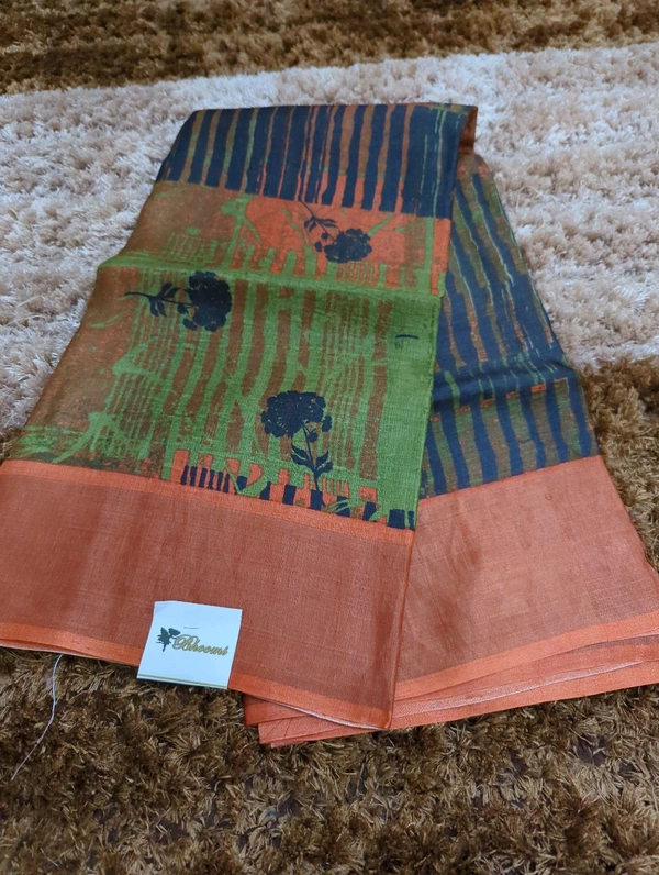 Pure Handloom Tusser Digital  - Glade Green