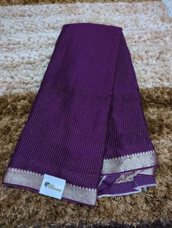 Pure Chinnon With Bandhej Blouse  - Purple